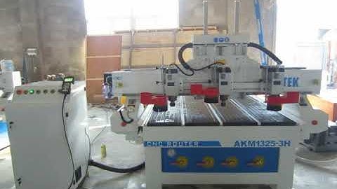 AccTek AKM1325-3H cnc router one head with three spindles move test