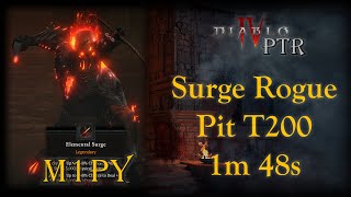 [PTR] Best ROGUE Build SMASHES T200 Pit in ONE MINUTE - Elemental Surge Rogue Diablo 4