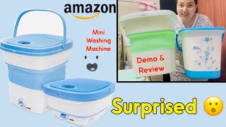 Portable Washing Machine Vlog : Machine & Me Both Surprised | Demo & Review 😎😱👍🏻 Amazon Mini Washing Machine
