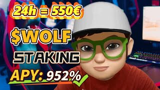 Gewinne 952% APY mit WOLF token Staking Landwolf