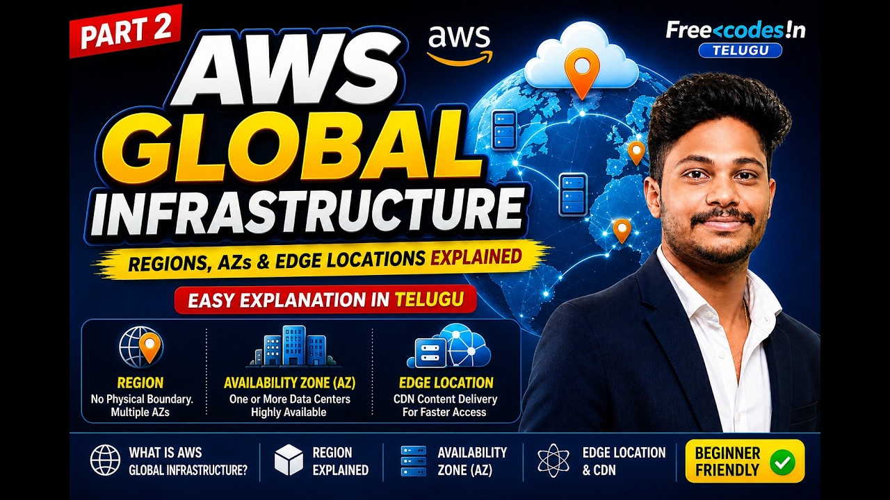 AWS Global Infrastructure Explained in Telugu | Regions, AZ & Edge Locations | AWS Tutorial Part 2