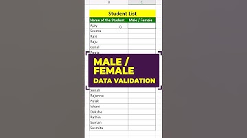 Data validation in excel 👉Male / Female Data validation #excelshorts #exceltricks #exceltips #excel