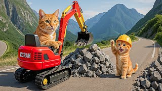 Download Lagu Mama Cat Works Hard at the Fried Chicken Shop to Buy Kitten a Dream Toy Excavator Car! 🐱🍗🚜 MP3