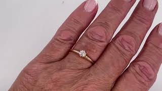 Victorian 1890s Antique 0.26ct Old European Diamond Solitaire Gold Ring