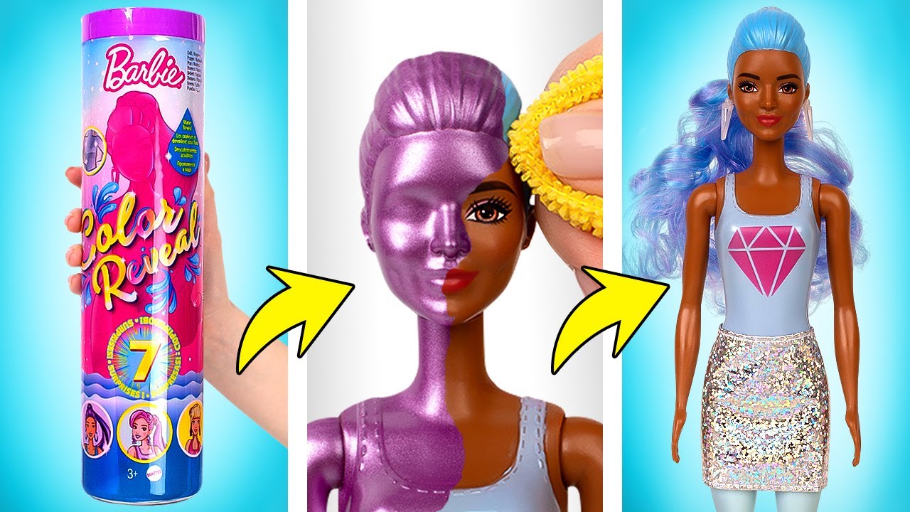Refrigerar Leo un libro Engreído 5 Muñecas Super Metálicas Barbie Color Reveal | ¡Cambia su estilo con agua!  - YouTube