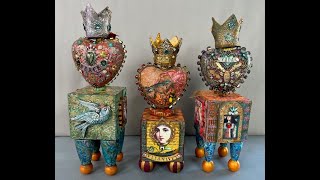 Mixed Media Art Polymer Clay 3D Crowned Totems with Laurie Mika