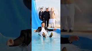 😂 Perfect Slides by Modi, Xi & Kim… But Donald Trump Gets PRANKED at Waterfall 😱💥