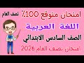 امتحان متوقع 100 لغة عربية للصف السادس الابتدائي الترم الاول امتحان نصف السنة 2026 مراجعة عربي 