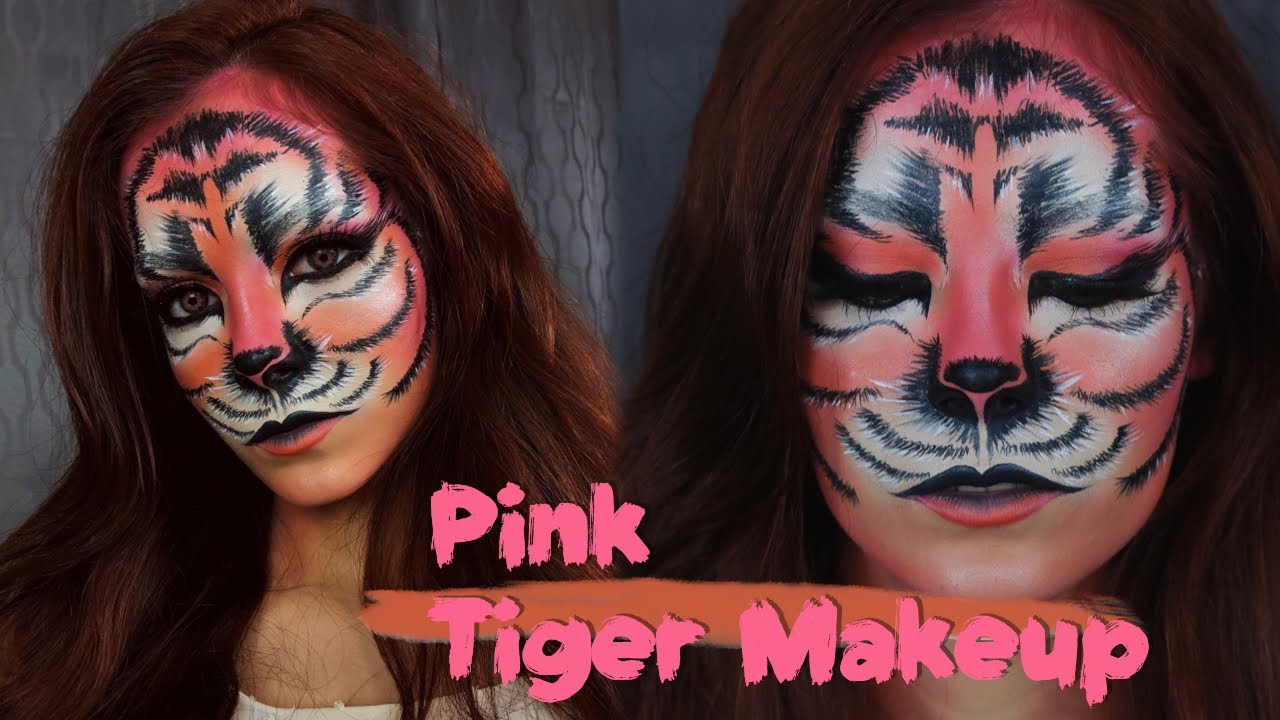 Maquillaje de tigre rosa para halloween | Pink Tiger Makeup | Celhelíz ...