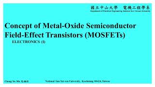 31 ELECTRONICS (I) Concept of Metal-Oxide Semiconductor Field-Effect Transistors (MOSFETs)