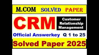 customer relationship management important | crm objective | mcom solved paper | bba solved paper
