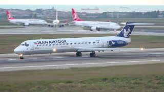 (4K) Turn up the volume! Iran Airtour MD-83 landing and take off at Istanbul airport