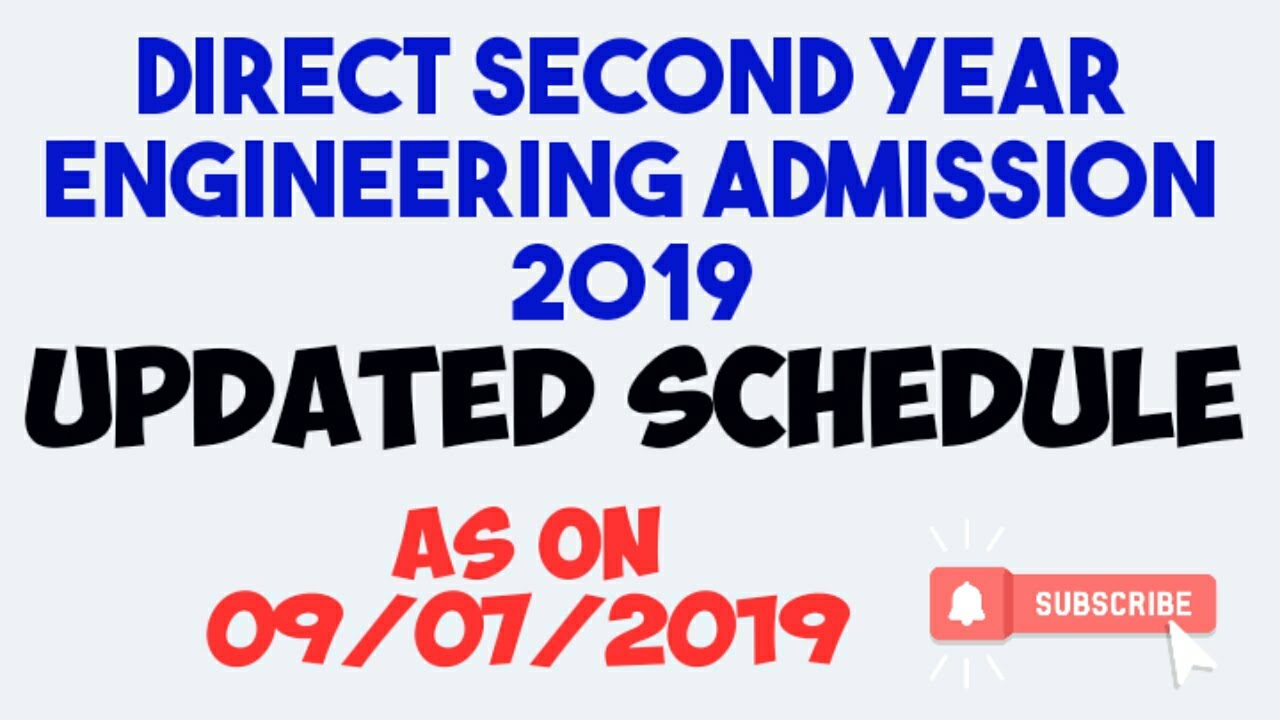 Schedule of Direct Second Year Engineering Admission 2019 as on 09/07/2019