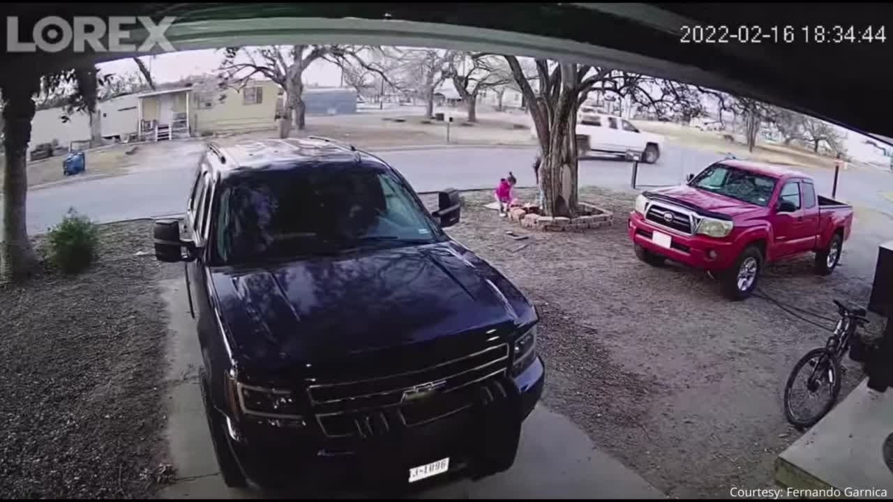 Truck running stop sign in George West neighborhood