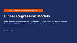 Financial Machine Learning Week 4 Make-up Class — Linear Regression on the KOSPI | Yonsei University