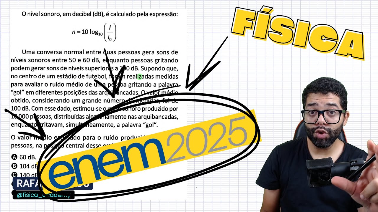 Enem 2025 - O nível sonoro, em decibel (dB), é calculado pela expressão: