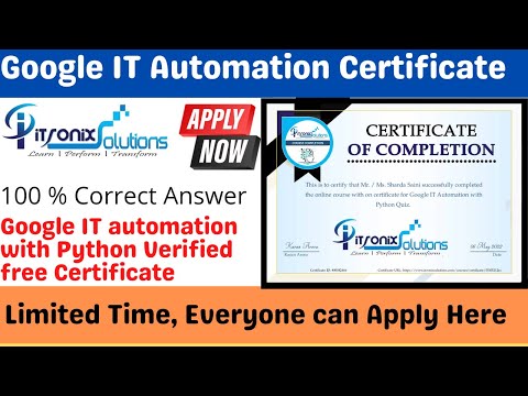 Google IT Free course Certificate | Google IT Automation with Python Professional Certificate