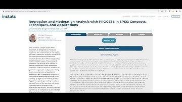 Instats seminar: Regression and Moderation Analysis with SPSS and Process
