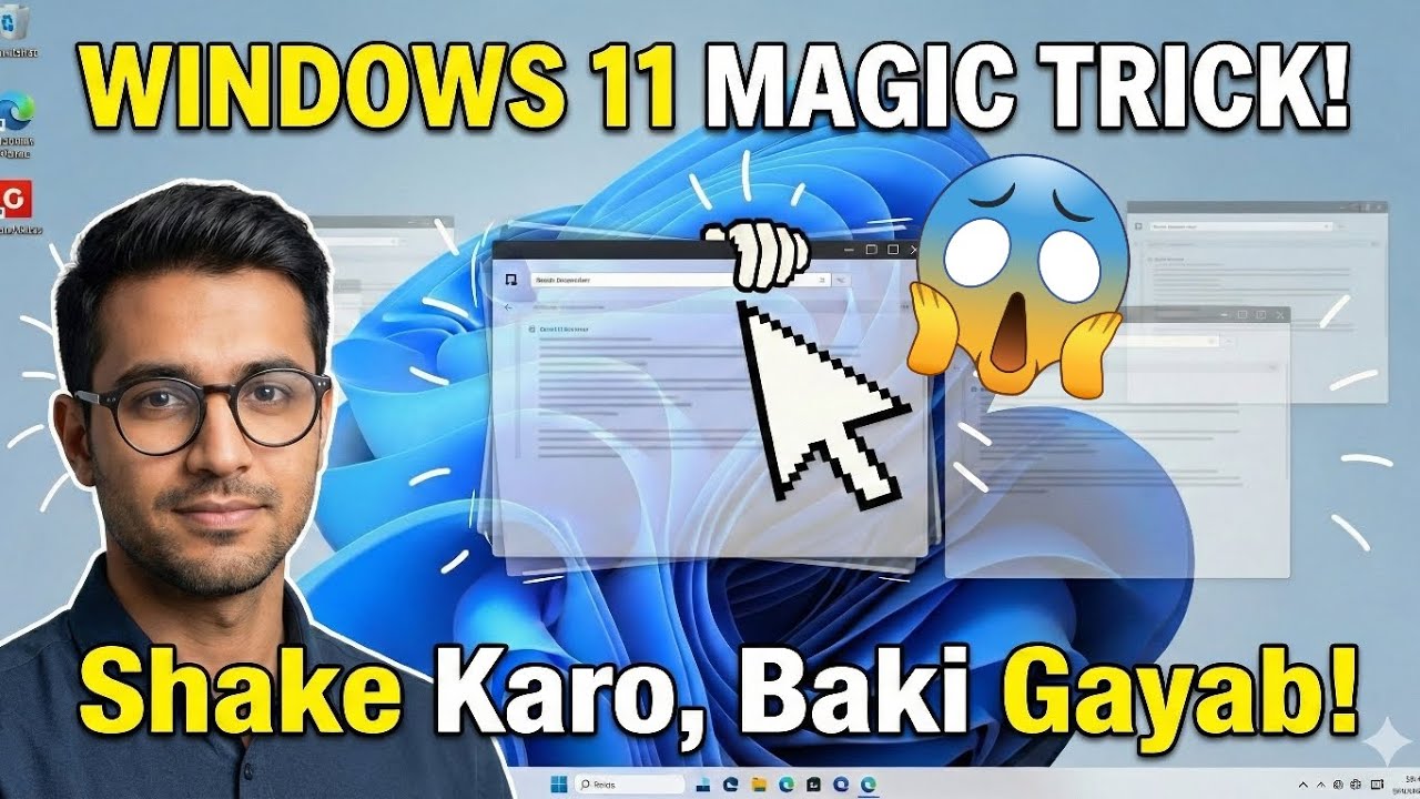 Windows 11 Window Shake Feature in Hindi | Hide Other Windows Easily । Windows 11 का कमाल फीचर 😲