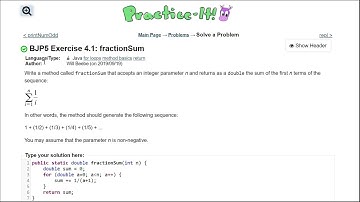 Java Practice It || 4.1 fractionSum || for loop, summation, int method, double return