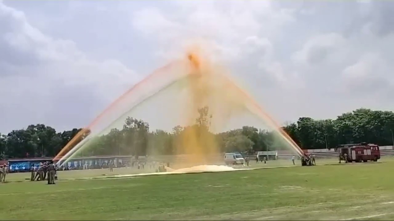 Indian flag create by water.