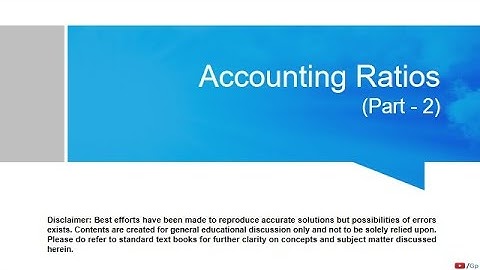 Accounting Ratios - Part 2 (Financial Ratios)