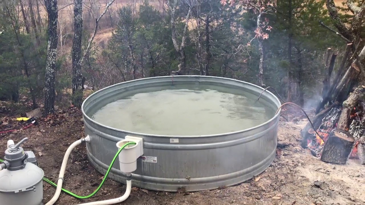 primitive wood fired hot tub test: pickle's ford cabin
