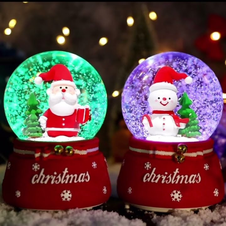 Christmas Snow Globe Music Box Santa Claus Crystal Ball Music Box Ornaments Music Box Automaticall