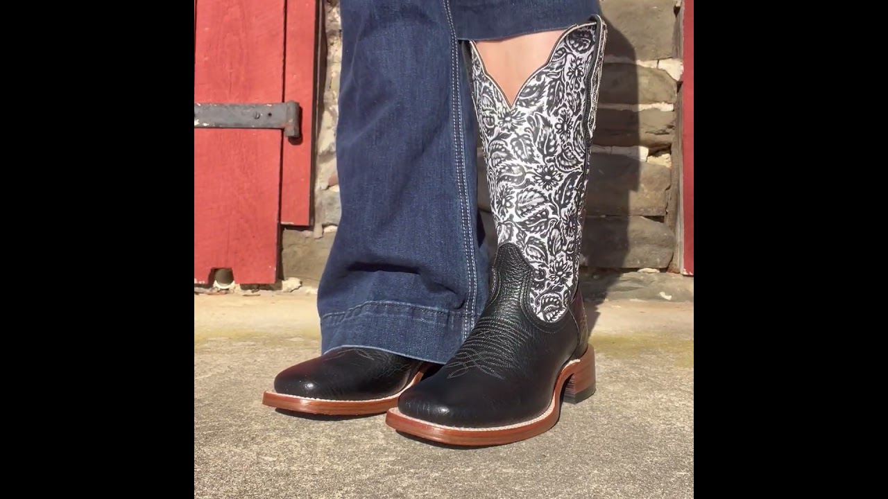 Boulet Women's Louisiana Daisy and Black Square Toe Boot 6295