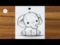 How to draw a cute baby elephant || Cute baby elephant drawing || Easy pencil drawing ideas