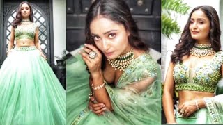 Tridha Choudhury Stunning And Gorgeous Look In Green Color Dress Like A Bride New Video