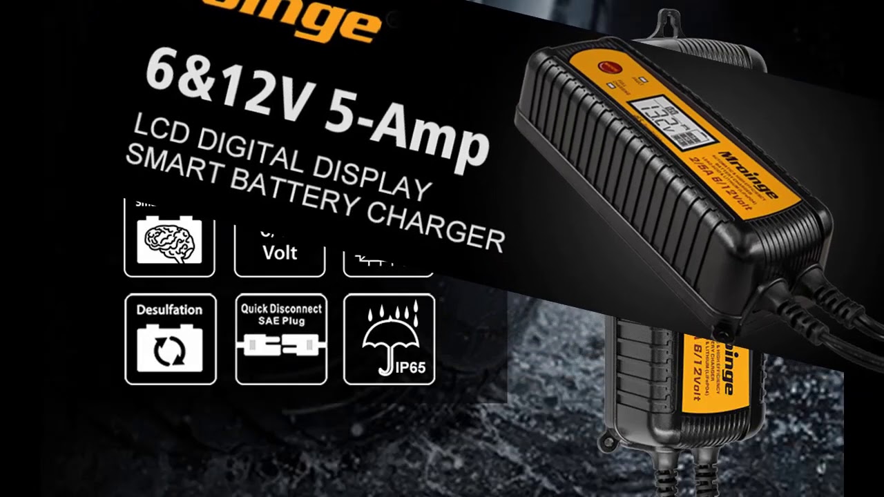 BYGD Smart Car Charger, 5A Car Battery Charger, Fully Automatic Smart Maintenance Car Charger With LCD Screen For Scooter, Boat, Truck And Camper