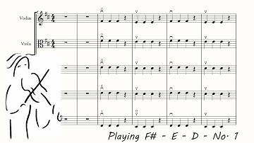 Playing F# - E - D - No. 1 - Basic Notes for Orchestra. Play Along. www.OrchestraPlayAlong.com