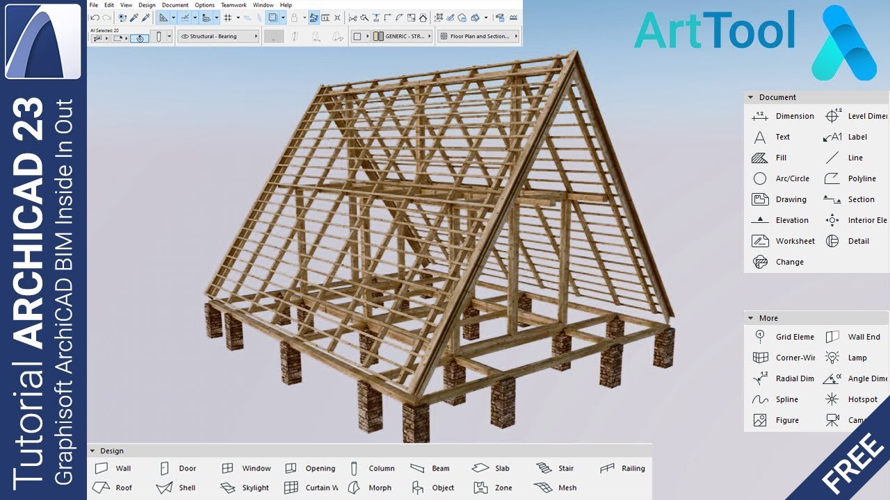 Membuat Rangka Kayu Cottage Segitiga Dengan Archicad 23 Youtube