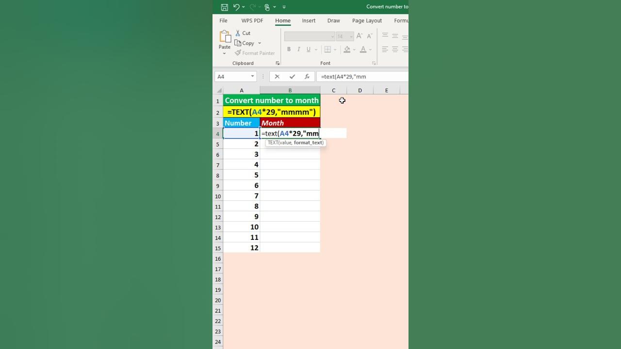 Convert Number To Month Excel