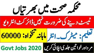 Health Department Jobs 2020 | District Health Department Jobs | Latest Govt Jobs 2020 | Sindh Jobs