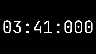 Countdown timer 3 minutes, 41 seconds [03:41:000] - White on black with milliseconds
