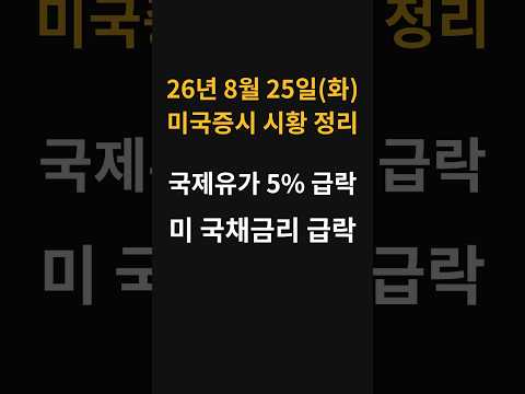 (8월 25일) 오늘 미국증시 요약 - 국제유가 5% 급락, 미 국채금리 급락