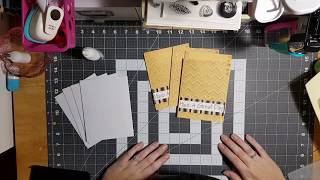 Quick review - fabrika decoru, darice hello embossing folder and Heidi swapp background stamp.