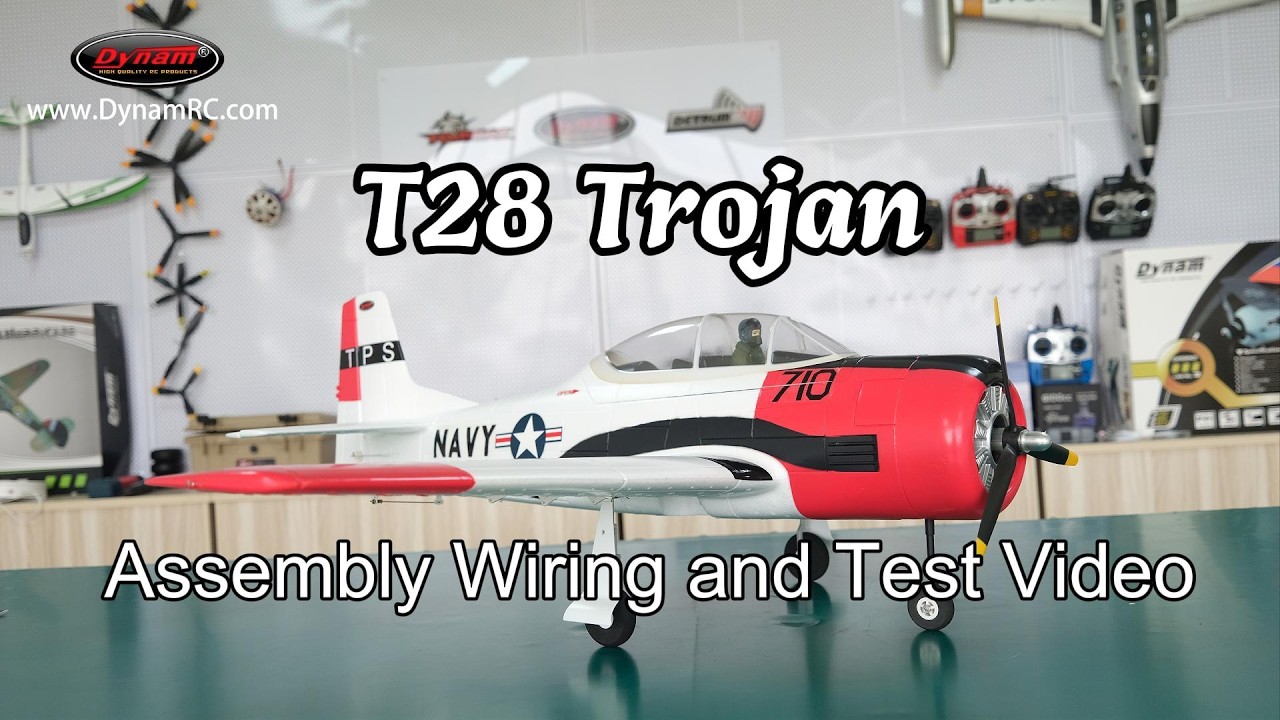 Dynam T-28 Trojan V2 Grey 4S RC Warbird 1300mm w/ Flaps