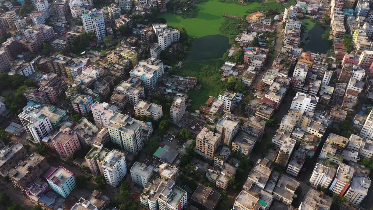 Aerial view of Dhaka City center, Bangladesh. || Copyright Free Video