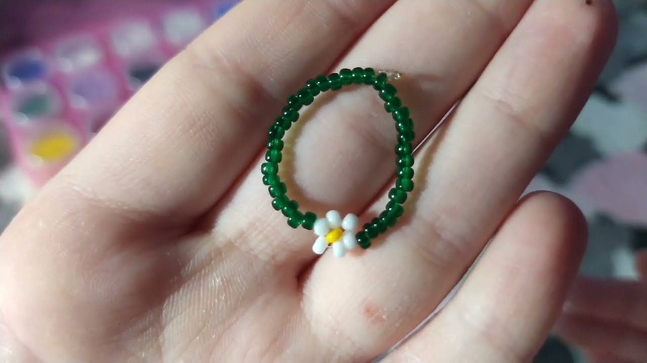колечки из бисера с ромашкой