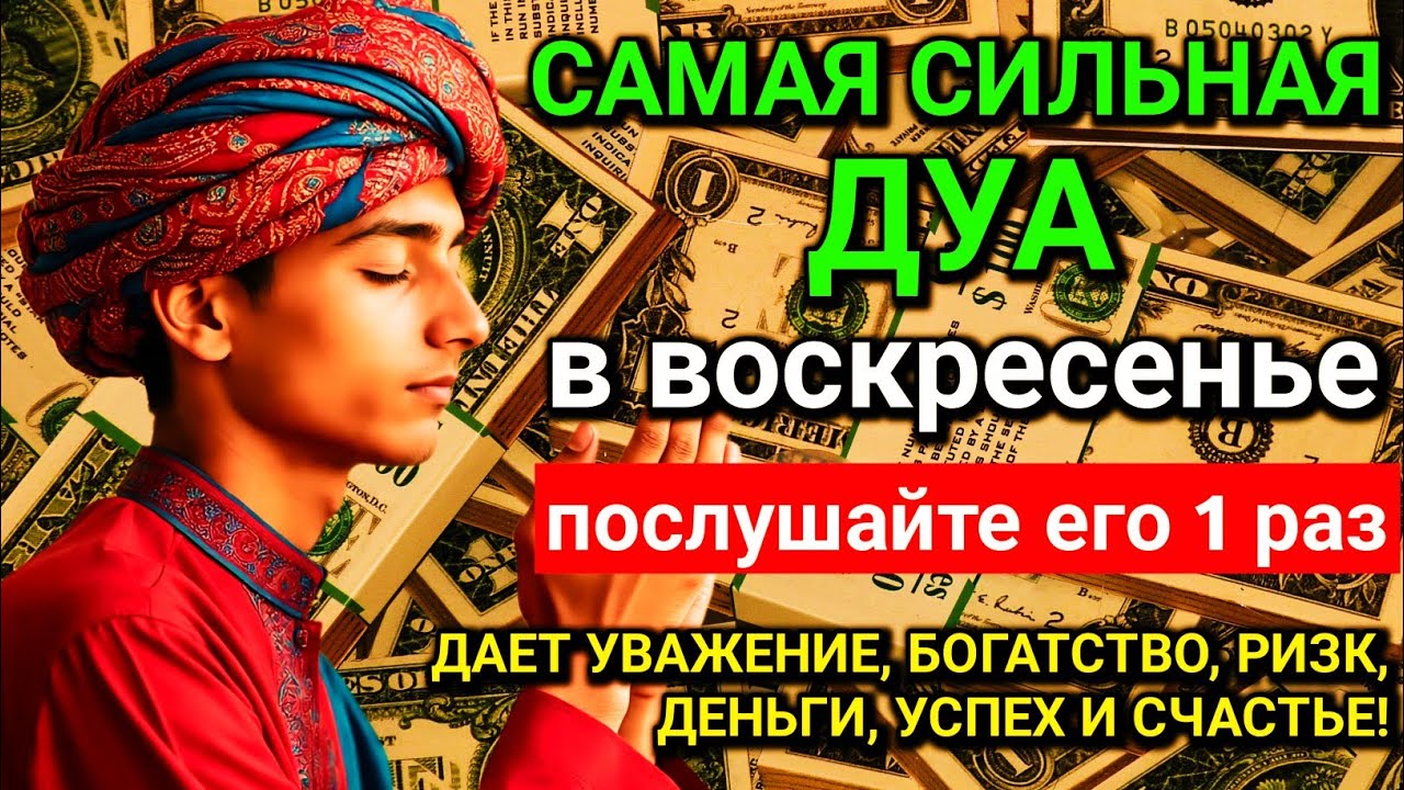 💝САМАЯ СИЛЬНАЯ Дуа в воскресенье ДАЕТ УВАЖЕНИЕ, БОГАТСТВО, РИЗК, ДЕНЬГИ, УСПЕХ и СЧАСТЬЕ! 