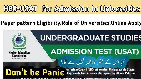 Undergraduate Studies Admission Test::USAT 2021