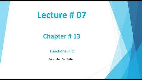 2nd year | Computer Science | Chapter 13 | Topic functions in C | Lecturer : Iqra Iqbal