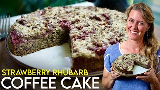 How To Make Plant-Based Strawberry Rhubarb Coffee Cake | So Simple!