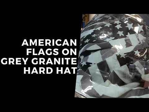 BEST HYDRO DIPPING | AMERICAN FLAGS ON GREY HARD HAT | BAG R BUCK HYDROGRAPHICS