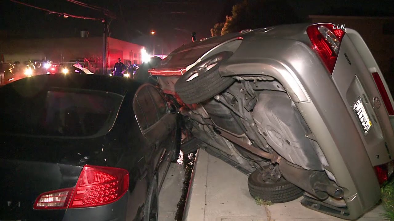 Driver Crashes Into Multiple Parked Cars Bellflower 7 3 20 - YouTube