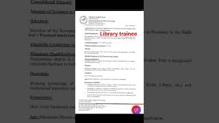 library trainee vacancy Jammu | internship at Jammu | #libraryscience #shortvideo #libraryattendant