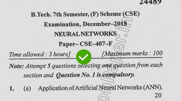 2018 Mdu BTech CSE 7th Sem Neural Netoworks Question Paper